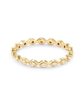 Nicolette 14k Yellow Gold Band Ring in White Diamond